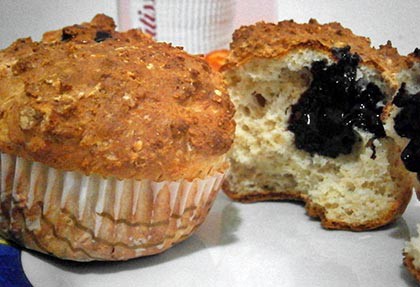 Kakaókrémmel töltött muffin zabkorpából