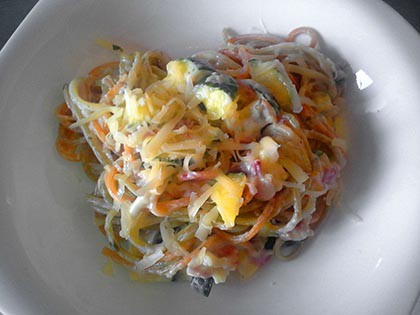 Tejszínes-cukkinis spagetti