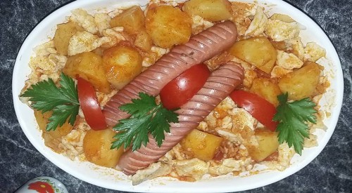 Krumplis nokedli virslivel