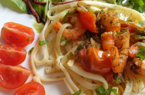 Kapros-garnélás Linguine